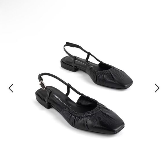 Intentionally Blank Daff Black Leather Slingback Flats| size  7.5 / 38 - Picture 3 of 13